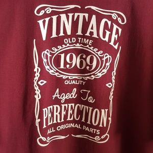 Vintage Shirts - Maroon Vintage Aged To Perfection 3X Mens Tee Vintage Shirts - Maroon Vintage Aged To Perfection 3X Mens Tee